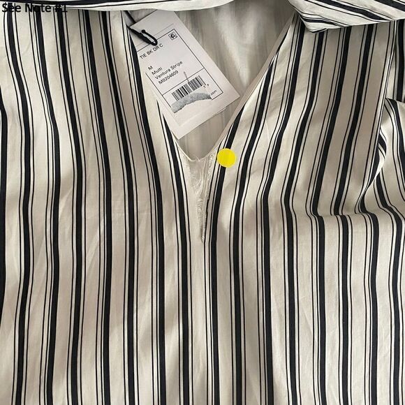 Theory Ventura Tie Back Stripe Cotton Midi Dress - Picture 6 of 6